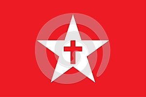 Star and Cross on Red Background