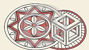 Star & Cube Geometric Pattern Vector, Abstract Form, vector design Generative AI