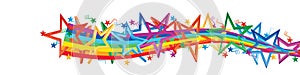 Star 3D hole rainbow curl horizontal line music star banner