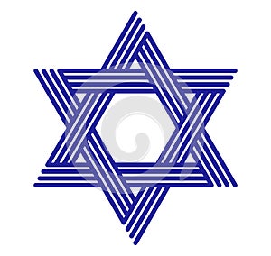 Star of David ancient Jewish symbol made in modern linear style vector icon isolated on white.