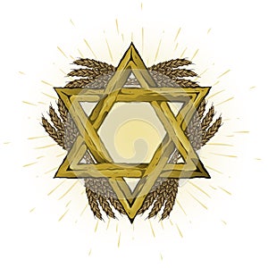 Star of David with bunches of wheat