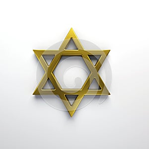 Star of David Gold Color. 3D Render illustration