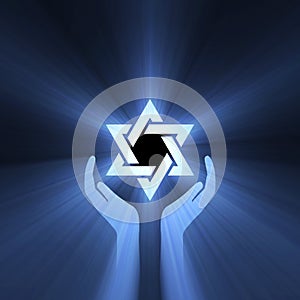 Star of David hand support light flare