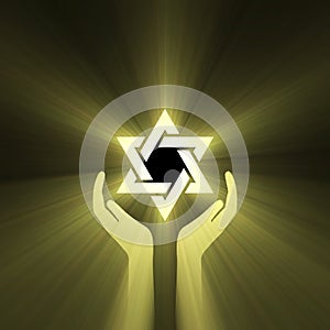 Star of David hand support light flare