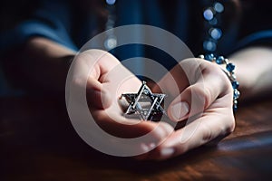 Star of David in the hands of a Jewish man, Generative AI 1