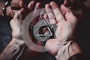 Star of David in the hands of a Jewish man, Generative AI 2