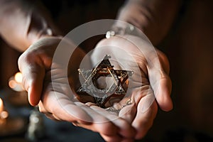 Star of David in the hands of a Jewish man, Generative AI 3