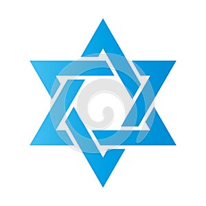 Star of David. Hexagram sign. Symbol of Jewish identity and Judaism. Simple flat blue illustration