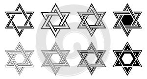 Star of David icon set. Symbol of Judaism