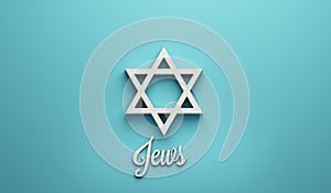 Star of David a Jews Symbol. 3D Render illustration