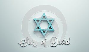 Star of David a Jews Symbol. 3D Render illustration