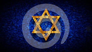 Star Of David Judaism Symbol Gold Texture On Dark Blue Shiny Grunge Subtle Grain Texture Effect