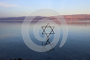 The Star of David known in Hebrew as the Shield of David or Magen David, taken on the dead sea