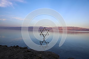 The Star of David known in Hebrew as the Shield of David or Magen David, taken on the dead sea