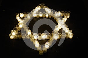 Star of David made with candles