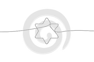 Star of David one continuous line banner vector illustration