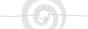 Star of David one continuous line banner vector illustration