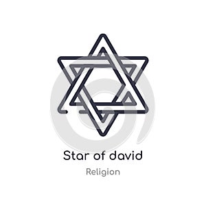 star of david outline icon. isolated line vector illustration from religion collection. editable thin stroke star of david icon on