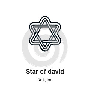 Star of david outline vector icon. Thin line black star of david icon, flat vector simple element illustration from editable