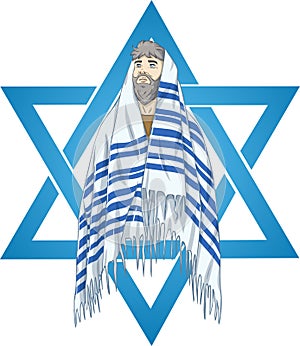 Star Of David Rabbi With Talit photo