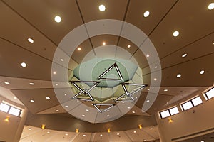 Star of David`s stylized chandelier is made of six triangles: Magen David lamp