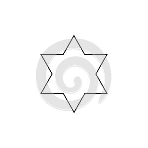 Star of david shape icon in black flat outline design