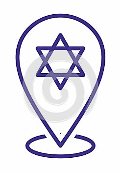 Star of David, Shield of David or Magen David. location icon For Multi purpose. Map markers.