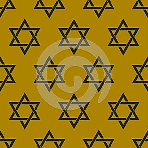 Star of David sign. Six-pointed star icon. Symbol of Judaism. Seamless pattern. Esoteric; sacred geometry  Vector