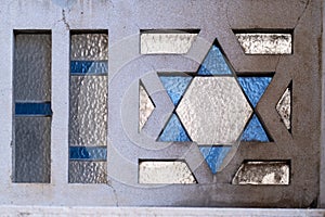 A Star of David stained glass window