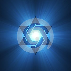 Star of David symbol blue light flare