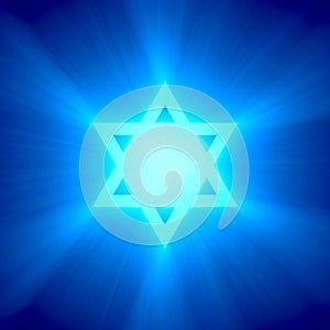 Star of David symbol blue light flare