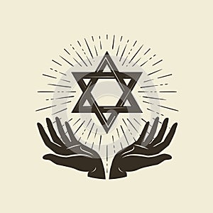 Star of David, symbol. Israel or Judaism emblem. Vector illustration