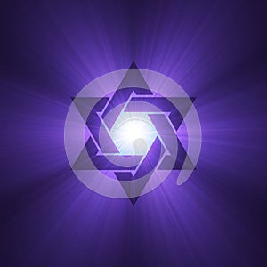 Star of David symbol purple light flare