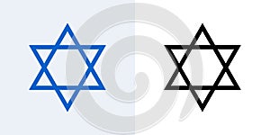 Star of David vector jewish icon. Israel jew David Star symbol shield
