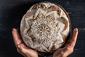 Star Decorated Sourdough Bread