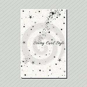 Star dust sky particles abstract pattern vertical card style template.
