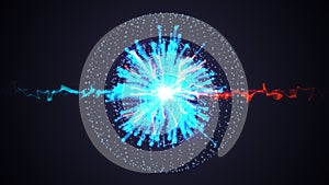 Star energy particles explosion, Big data circle particle, glowing light animation 3D rendering