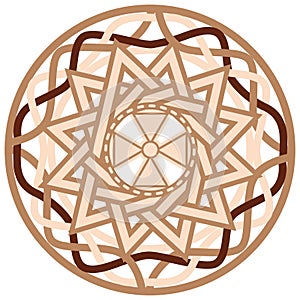 The star of ertsgamma, a Slavic symbol decorated with an ornament in a wreath of Scandinavian weaving. Beige trendy