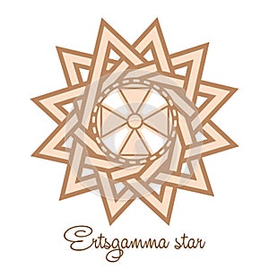 The star of ertsgamma, a Slavic symbol decorated with an ornament in a wreath of Scandinavian weaving. Beige trendy