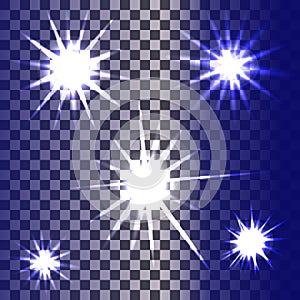 Star explodes on transparent background. Sparkling magic dust particles. Bright Star. The transparent shining sun, bright flash.