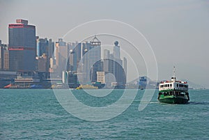 A Star ferry leaving Hong Kong Island