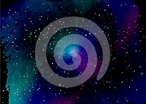 Star field in space and a nebulae. Abstract background of universe and a gas congestion. Spiral galaxy space with black holes