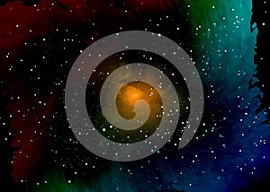 Star field in space and a nebulae. Abstract background of universe and a gas congestion. Spiral galaxy space with black holes photo