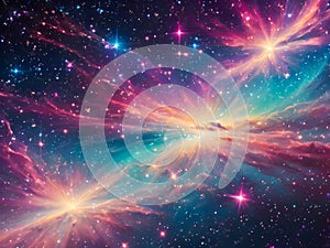 Star field in space and nebulae.