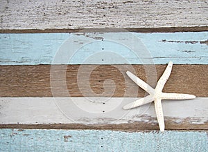 Star fish on wooden background