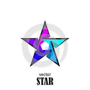 Star flat 3D abstract symbol. Popularity concept