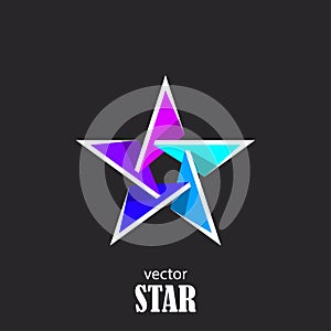 Star flat 3D abstract symbol. Popularity concept photo
