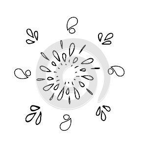 star, flower, handmade, black and white, fireworks doodle