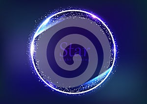 Star frame galaxy and space banner concept, circular ring light shining glowing sparkle effect dust explosion scatter bright neon