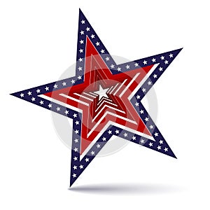 Star in the frame of stars and red and white stripes USA flag American patriotic symbol Icon Colors of national flag the United